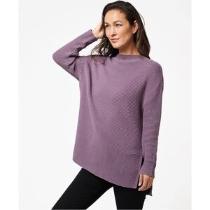 Pact Mockneck Sweater Tunic 100% Organic Cotton Ribbed Relaxed Pullover Purple